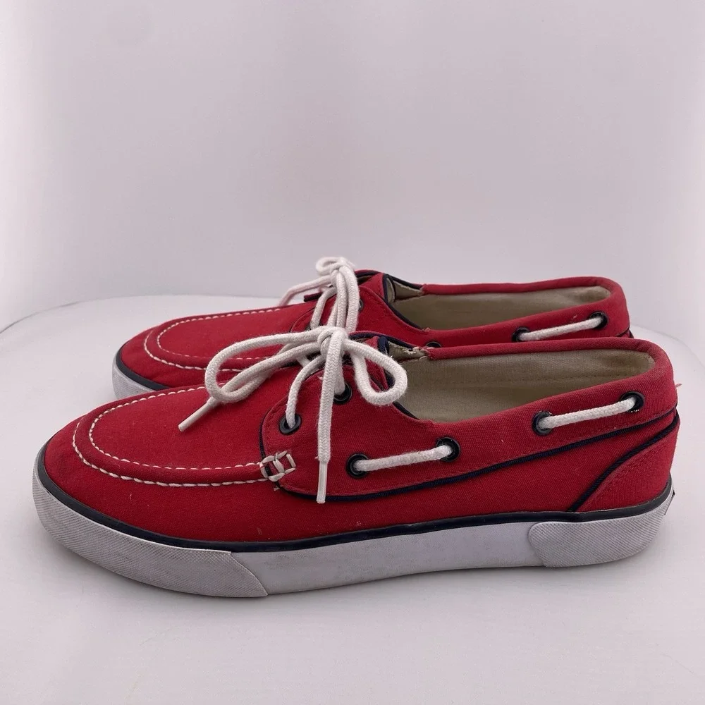 Polo Ralph Lauren Red White & Blue Shoes Size 8 D‎ Canvas Sneakers Boat